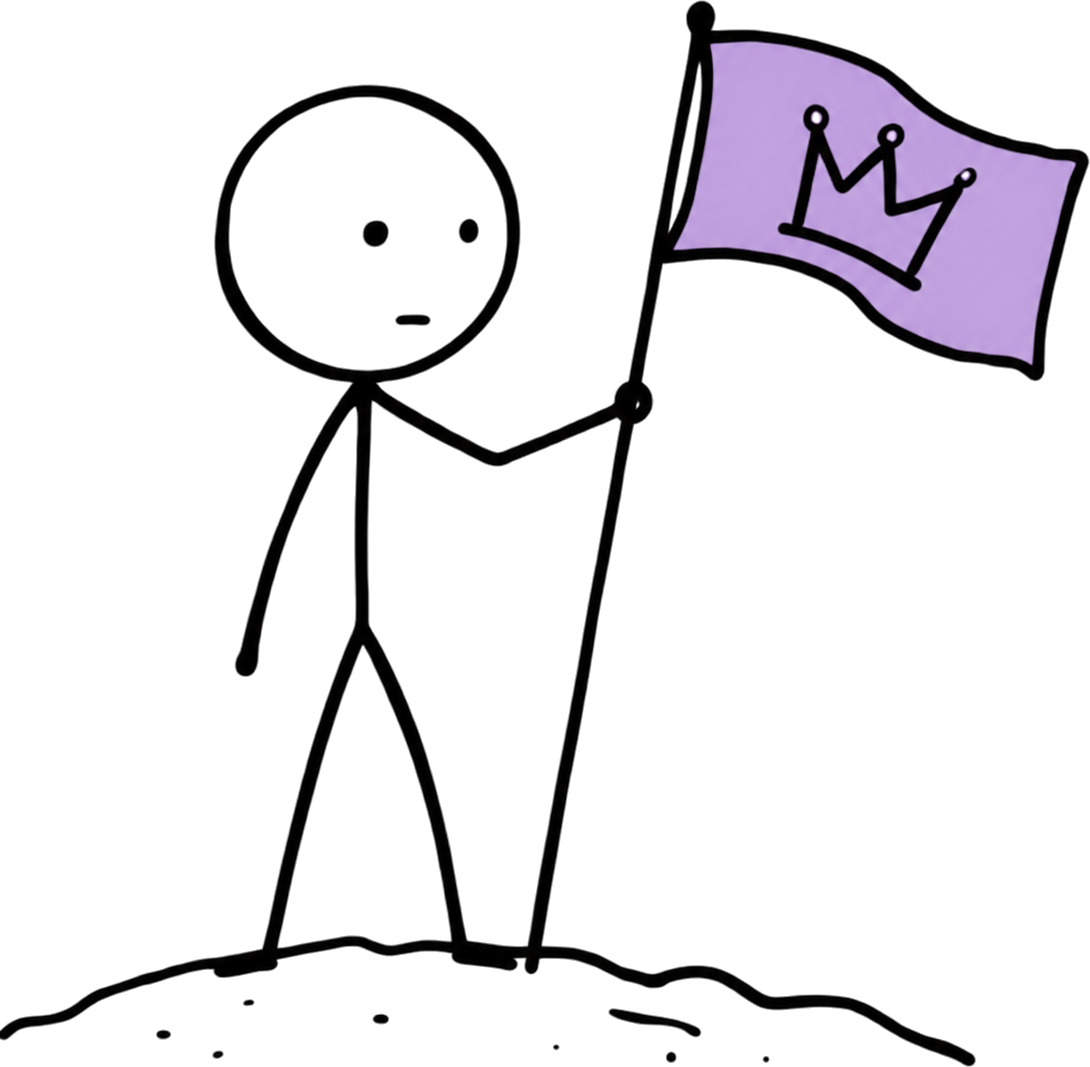 Stickman holding a purple flag